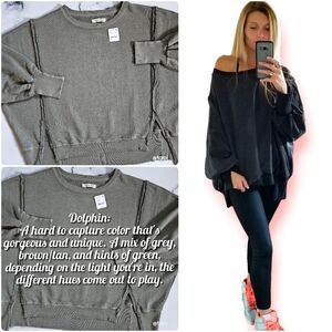 NWT Free People Camden Sweatshirt in Dolphin Size XS SOLD OUT COLOR ON FP!